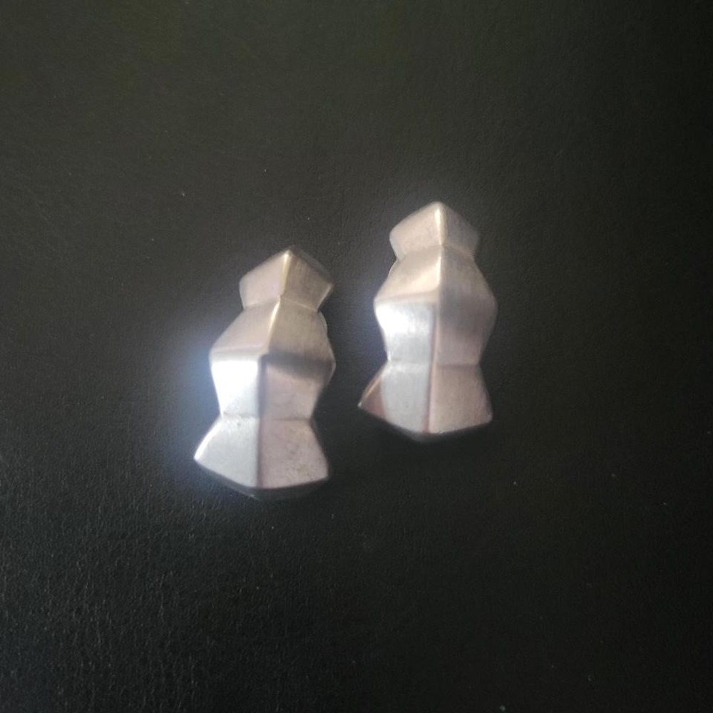 Geometric‎ Clip On Earrings OS Silver Excellent